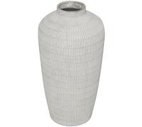 Deco 79 Ceramic Textured Vase with Linear Pattern, 12" x 12" x 23", Cream