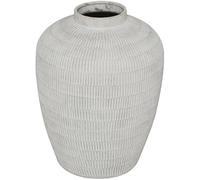 Deco 79 Ceramic Textured Vase with Linear Pattern, 15" x 15" x 19", Cream
