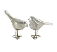 Deco 79 CosmoLiving by Cosmopolitan Gray and Iron Faceted Bird Sculptures (Set of 2), Artificial Stone, 2 PIECES SMALL SIZE