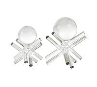 Deco 79 Crystal Abstract Decorative Sculpture Jack Inspired Home Decor Statues with Clear Resting Orbs, Set of 2 Accent Figurines 8", 7"H, Clear