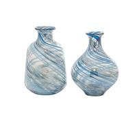 Deco 79 Glass Handmade Blown Vase, Set of 2 7" W, 10" H, Blue