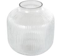 Deco 79 Glass Short Round Ribbed Vase, 11" x 11" x 11", Clear