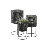 Deco 79, Iron, black, Set of 3 Planters 23", 19", 15" H