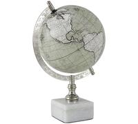Deco 79 Iron World Decorative Globe with Marble Base, White, S Size