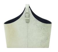 Deco 79 Leather Handmade Box Style Single Slot Magazine Holder with Detail Stitching and Curved Handles, 17" x 5" x 15", Gray