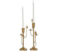 Deco 79 Metal Abstract Decorative Candle Holder Mushroom Inspired Candle Stand, Set of 2 Candlestick Holder 11", 14" H, Gold