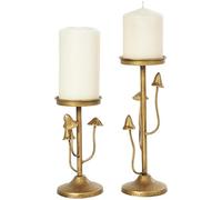 Deco 79 Metal Abstract Mushroom Inspired Candle Holder, Set of 2 10", 7" H, Gold