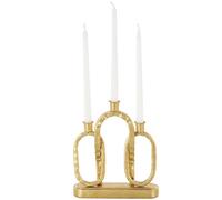 Deco 79 Metal Decorative Candle Holder Interlocked Chains Candle Stand with Rectangle Base, Candlestick Holder 9" x 2" x 10", Gold
