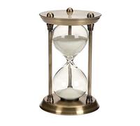 Deco 79 Metal/Glass Quarter Hourglass with 15 Minutes Time Interval, smooth silver and clear, 4""l x 7""h" (58155)