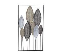 Deco 79 Metal Leaf Home Wall Decor Wall Sculpture with Black Frame, Wall Art 20" x 1" x 37", Bronze