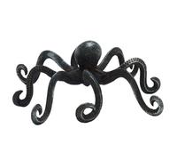 Deco 79 Metal Octopus Decorative Sculpture Home Decor Statue with Long Tentacles and Suctions Detailing, Accent Figurine 12" x 9" x 4", Black