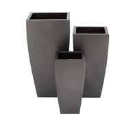 Deco 79 Metal Planter with Tapered Base, Set of 3 20 Inch, 25 Inch, 30 InchH, Dark Gray