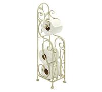Deco 79 Metal Scroll Toilet Paper Holder with Space to Hold 3 Rolls, 8" x 6" x 24", Cream