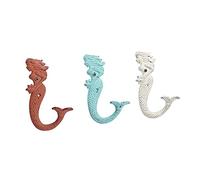 Deco 79 Metal Solid Wall Hook, Set of 3 4" W, 7" H, Multi Colored