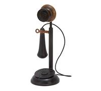Deco 79 Metal Telephone Decorative Vintage Style Sculpture with Tiered Base and Coil Wire Detailing, 5" x 5" x 13", Black