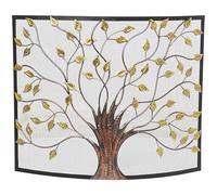 Deco 79 Metal Tree Sculpted Relief Single Panel Fireplace Screen with Curved Mesh Netting, 39 Inch x 7 Inch x 33 Inch, Bronze