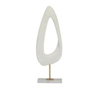 Deco 79 Polystone Abstract Cut-Out Sculpture with Marble Stand, 7" x 3" x 20", White