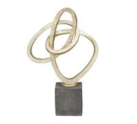 Deco 79 Polystone Abstract Decorative Sculpture Link Home Decor Statue with Black Base, Accent Figurine 11" x 4" x 17", Gold