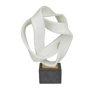 Deco 79 Polystone Abstract Decorative Sculpture Ribbon Line Home Decor Statue with Black Base, Accent Figurine 11" x 9" x 17", White