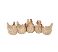 Deco 79 Polystone Chicken Sculpture with Gold Heads, 15" x 5" x 5", Beige
