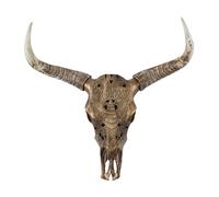 Deco 79 Polystone Cow Home Wall Decor Carved Skull Wall Sculpture, Wall Art 28" x 7" x 30", Bronze