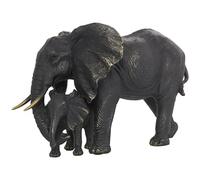 Deco 79 Polystone Elephant Decorative Sculpture Family Home Decor Statue with Gold Foil Accents, Accent Figurine 14" x 8" x 9", Bronze