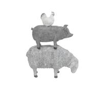 Deco 79 Polystone Farm Animals Stacked Sculpture, 9" x 4" x 12", Gray