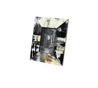 Deco 79 Rectangular Black, White, & Gold Natural Horn Picture Frame,8" L x 1" W x 10" H, Black