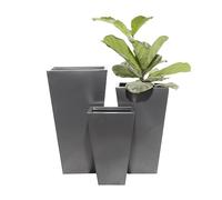 Deco 79 Simple Metal Planter Set of 3, Iron, Black, 17", 21", 25" H