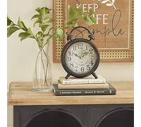 Deco 79 Table Clock 9" H, 6" W-52507, Metal, Brown, 6" x 3" x 9"