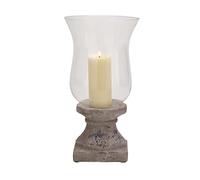 Deco 79 Terracotta Glass Hurricane, 9 by 16-Inch, Ivory