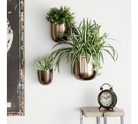 Deco 79 Wall Planter, Metal, Black, Set of 3 Plant Hanger 9", 7", 6" H