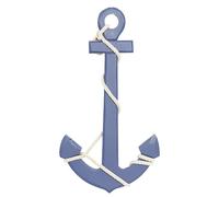 Deco 79 Wood Anchor Wall Decor with Twisted Rope, 15" x 1" x 27", Blue