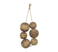 Deco 79 Wood Buoy Handmade Home Wall Decor Distressed Striped 6 Strung Wall Sculpture with Hanging Rope, Wall Art 8" x 4" x 13", Brown