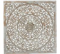 Deco 79 Wooden Floral Handmade Carved Scroll Mandala Wall Decor with Brown Distressing, 36" x 1" x 36", Gray