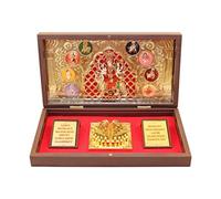 deco Alankaram Presents 24K Gold Plated Vaishno Devi Photo Frame With Charan Paduka, Ambe Maa Wooden Momento Gift, Occasional Return Gift, Frame For Worship #Frienemy-335