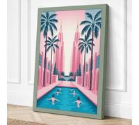 Deco Avenue in Pink Art Deco Canvas Wall Art Print 30x20 Inch