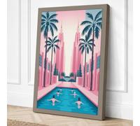 Deco Avenue in Pink Art Deco Canvas Wall Art Print 36x24 Inch