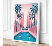 Deco Avenue in Pink Art Deco Canvas Wall Art Print 36x24 Inch