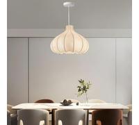 Deco Boho White Silk Fabric Flower Lantern Pendant Light - 20 Inch Modern Adjustable Coastal Lighting Fixture for Kitchen Island Dining Living Room Bedroom