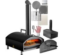 Deco Chef Outdoor Pizza Oven with 2-in-1 Pizza and Grill Oven Functionality, 13" Pizza Stone, Portable Stainless Steel Construction, Pizza Peel, Dough Scraper, Scoop, Slotted Grill (Black)