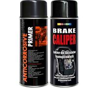 DECO COLOR Brake Caliper KIT Set (ANTICORROSIVE Primer 400 ML and Spray Paint 400ML) Gloss Moto CAR Sport Tuning Drum (Black kit)