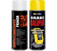 DECO COLOR Brake Caliper KIT Set (ANTICORROSIVE Primer and Caliper Spray Paint) HIGH Gloss Moto CAR Sport Tuning Drum (Yellow kit)