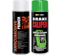 Deco Color Brake Caliper KIT Set (ANTICORROSIVE Primer and Spray Paint) Gloss Moto CAR Sport Tuning Drum (Green kit)