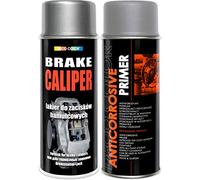 Deco Color Brake Caliper KIT Set (ANTICORROSIVE Primer and Spray Paint) Gloss Moto CAR Sport Tuning Drum (Silver Satin kit)