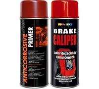 DECO COLOR Brake Caliper Red KIT Set (ANTICORROSIVE Primer and Spray Paint) Gloss Moto CAR Sport Tuning Drum (red kit)
