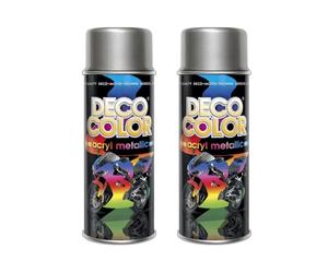 DECO COLOR METALLIC GLITTER SPRAY PAINT 400ml UNIQUE METALIZED EFFECT DIY BIKE MOTO CRAFT ART (silver)