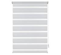 Deco Company Double Roller Blind to be clamped on, Duo Roller Blind / Side Blind, Transparent and opaque stripes, All mounting parts included, White, 75 x 150 cm (WxH), 23-1006