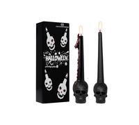 Deco Express 2 Pack Skull Candles Black Tapered Unscented 12-Hour Burn Time Deco Express Black