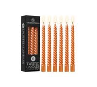 Deco Express 6 Hours Twisted Candles Pack of 6 in Orange Deco Express Orange